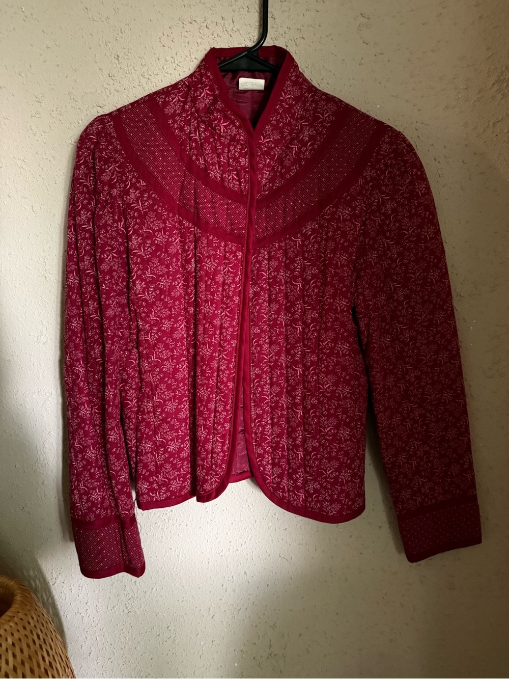 Vintage Red Floral Quilted Jacket